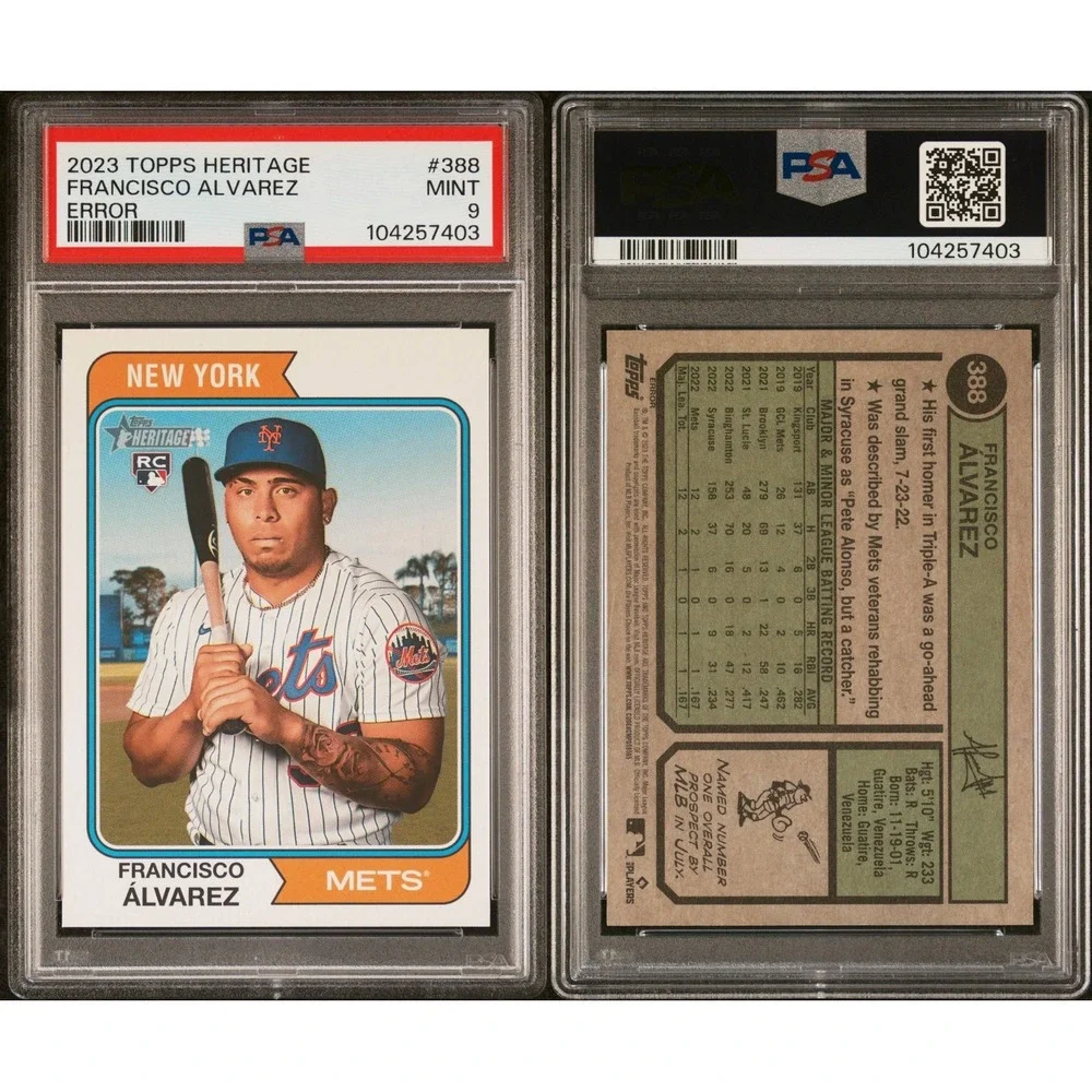 2023 Topps Heritage - Error Variation Francisco Alvarez #388 (RC) PSA 9 MT